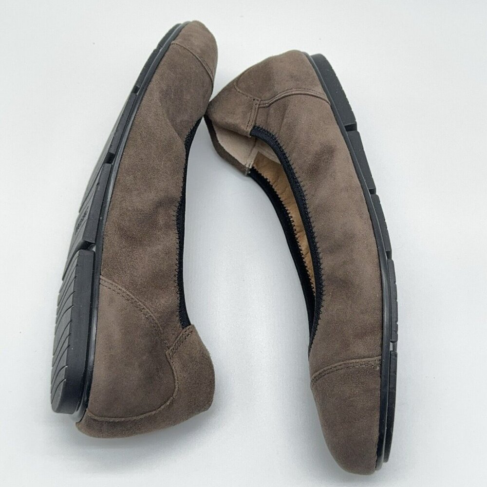 Vionic Orthotic Suede Ballet Flats Natalia Dark Taupe Black Trim Support Sz 9 - Picture 7 of 9